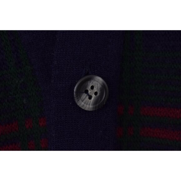 IMPERFECT Vintage‎ 90s Blue and Green Plaid Grandpa Sweater - Picture 9 of 10